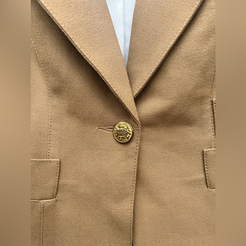 ❌SOLD❌Smythe Classic Duchess Wool Camel Tan Tailored Structured Wool Blazer - Picture 11 of 15